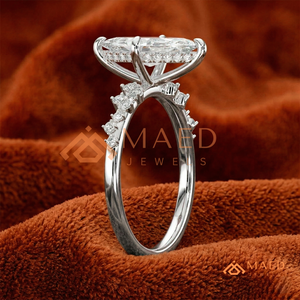 Anillo Único de Plata de Ley 925 con Corte Marquesa |   Anillo de compromiso asimétrico con racimo de burbujas |   Anillo de Promesa Inspirado en la Naturaleza con Diseño de Vid - Product Image 2
