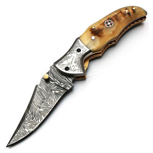 Premium Pattern Damascus Steel Folding Knife Handmade Pocket <b>Tool</b> Outdoor <b>Camping</b> Hiking Fishing Travel Everyday Carry - Product Image 3