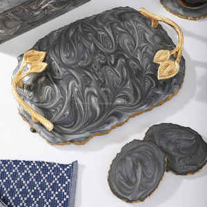 Bandeja chapada en resina hecha a mano, juego de posavasos de bandeja para servir, madera de alta calidad, personalizado, hogar, restaurante, comida india, ocasiones - Product Image 5