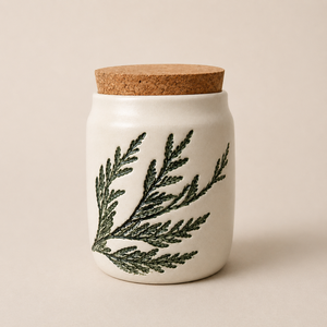 Boîte de rangement à motif de feuilles botaniques, couvercle hermétique en liège, étanchéité à l'humidité, finition lisse, organisateur de cuisine élégant - Product Image 1