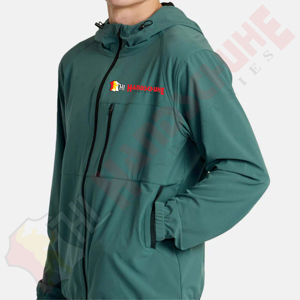 Veste coupe-vent pour homme, vert turquoise, à capuche, avec fermeture éclair, poche zippée sur la poitrine, légère, sportive, décontractée, élégante, vêtements d'extérieur - Product Image 3