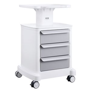 Carrello da Laboratorio a 4 Ripiani con 3 Cassetti e 1 Vassoio Superiore, Carrello Mobile con Ruote in Materiale ABS, 4 Ruote Silenziose, Carrello Ospedaliero - Product Image 1