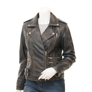 Women <b>Real</b> <b>Leather</b> <b>Jacket</b> Fashion Moto Biker Style Custom Logo Manufacturer Spread Collar Design for women <b>jacket</b> - Product Image 1