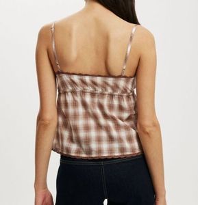 Women's Plaid <b>Cami</b> <b>Top</b> With Bow Detail V-Neck Casual Woven Tank <b>Top</b> - Product Image 2