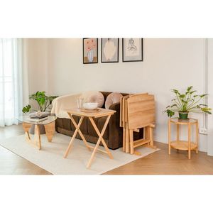 Set di 4 tavoli pieghevoli XL oversize con ripiano, tavoli da pranzo naturali - Product Image 4