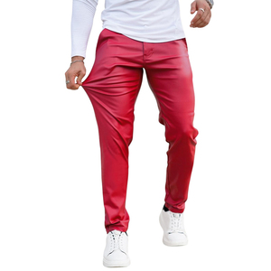 Men's Slim Fit Leather <b>Trousers</b> PU Leather Casual Pants Fashion Streetwear Bottoms Durable Construction Comfortable Waist - Product Image 3
