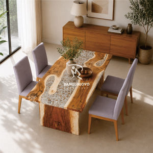Suar wood <b>dining</b> <b>table</b> with resin becomes an elegant minimalist <b>dining</b> <b>table</b> set - Product Image 2