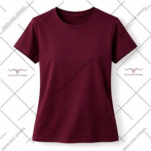 เสื้อยืดคอกลมผู้หญิงแบบเรียบง่าย ผ้าฝ้าย 100% สวมใส่สบาย ระบายอากาศได้ดี แขนสั้น แฟชั่นฤดูร้อน รับผลิตแบบ OEM ODM - Product Image 3
