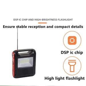 Radio solaire portable d'urgence personnalisée en usine, AM FM SW, avec lumière LED, lampe torche, carte TF, USB, pour le camping en extérieur et la maison - Product Image 4