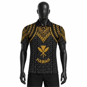 Polo Homme Décontracté à Manches Courtes Imprimé Tribal Polynésien, Nouvelle Collection 2026, Vente en Gros Direct Usine, OEM ODM Personnalisé - Product Image 1