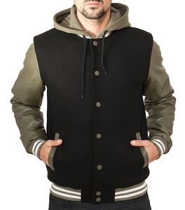 Chaquetas Varsity Cálidas de Invierno con Mangas de Cuero PU, Logotipo Bordado, Fabricantes de Estilo para Marcas de Ropa, Chaqueta Impermeable Personalizada - Product Image 1