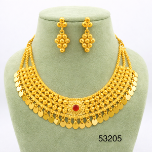 2024 Best Buy Ready 24K chapado en oro estilo Vintage fabricante indio inspirado conjunto de joyería de moda Comoras Mayotte-cobre rápido - Product Image 3