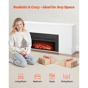 Caminetto Elettrico Autoportante da 75 Pollici, Stufa Riscaldante 1500W 5120BTU, Fiamma Simulata con Protezione dal Surriscaldamento, Spina AU, Cornice in Vetro - Product Image 5