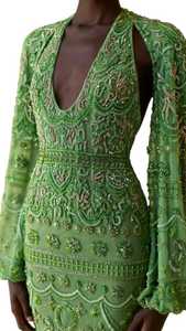 Elegante Vestido de Novia de Talla Grande con Encaje, Manga Larga, Largo hasta el Suelo, con Bordado de Pedrería, Cintura Imperio, Lujoso para Fiestas de Noche - Product Image 3
