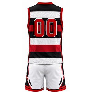 Ensemble de maillot et short de volley-ball noir, rouge et blanc, sans manches, sublimé, tenue de sport professionnelle pour compétition d'équipe - Product Image 3