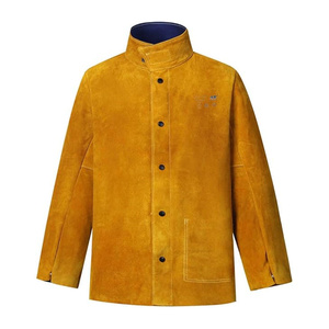 Veste de travail en cuir de vachette hybride et coton, résistante à l'abrasion et à la chaleur, pour soudeurs - Product Image 1