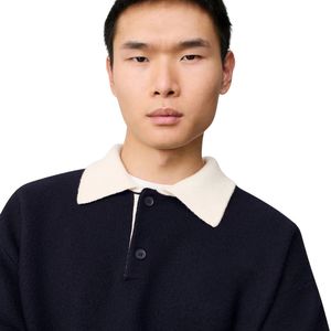Pull Polo Noir Homme Col Contrastant Blanc Tricoté Décontracté Chaud Hiver Personnalisable Logo OEM Fabricant Commerce - Product Image 6