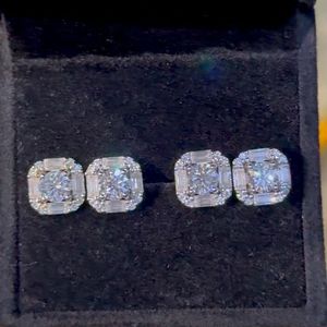 AMBER JEWELS T-140 Pendientes Unisex de Oro Blanco de 14K con Diamantes de Corte Chapados en Oro Sólido, Cultivados en Laboratorio, Color E, Certificados por IGI, Lujo para Uso Diario - Product Image 2