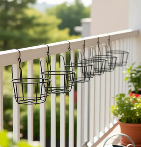 Metal Planter Pot Holder Hanging Circular Design Rustic Style For Garden Flower Green Plant Outdoor Indoor Use - Product Image 6