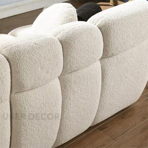 Uber Decor Marseille 64,96 ''2 plazas Modern Boucle Loveseat Wave Silueta Tufted Grid Design Tela personalizable Sala de estar - Product Image 2