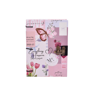 Floral Butterfly <b>A5</b> Notebook 200 Pages Cardboard Cover Journal with Metal Lock Closure | Vintage Style Diary for Office Gift - Product Image 3