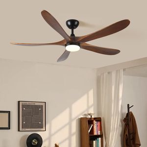 Ventilatore da Soffitto LED da 52 Pollici con Luce, Design a 5 Pale in Legno Massello - Product Image 5