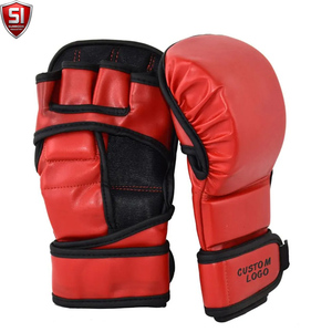 Gants de sparring MMA de haute qualité, sur mesure, en cuir PU, antidérapants, avec sangle de poignet réglable, fermeture auto-agrippante, pour adultes - Product Image 1