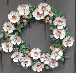 Guirnalda Floral Rosa para Colgar en la Pared, Aro Metálico, Dalias y Flores de Oreja de Cordero, Decoración de Primavera/Verano para Entrada del Hogar - Product Image 4