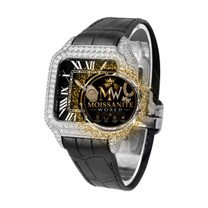 Premium Quality Square Diamond Wristwatch with Stainless Steel Case and <b>Black</b> Leather Band <b>Watch</b> <b>for</b> Wedding Gifts <b>For</b> sale - Product Image 1