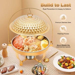 Stainless Steel Chafing Dish with Hanging Lid Diamond Style <b>Buffet</b> <b>Warmer</b> for Catering Kitchen And Restaurant At Best Price - Product Image 2