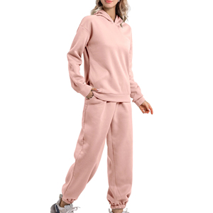 Ensemble de survêtement pour femme en coton épais, deux pièces, uni, respirant, avec sweat à capuche oversize - Product Image 2