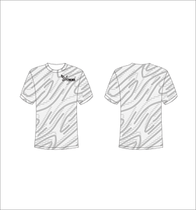 T-shirt personnalisé à manches courtes en sublimation, vêtement de sport léger avec motif abstrait vague gris clair et blanc - Product Image 1
