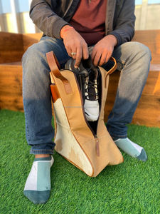 Wholesale Handmade Hair on Cowhide Leather Shoe <b>Bag</b> for Unisex Personalized Custom Genuine Leather <b>Hiking</b> <b>Boot</b> <b>Bags</b> for Travel - Product Image 3