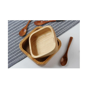 Wooden Salad Bowl Handmade Square Small Wooden Bowl Square <b>Snacks</b> Serving Salad Bowl Food <b>Container</b> Tableware - Product Image 2