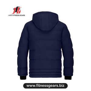 Just Fitness Gears Men's Hooded Puffer <b>Jacket</b> Winter Casual <b>Zipper</b> Closure Thick Polyester Wadding Solid Color - Product Image 2