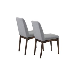 Ensemble de 2 chaises de salle à manger rembourrées en tissu gris de couleur marron - Product Image 3