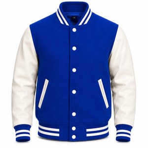 <b>Men's</b> Orange Varsity <b>Jacket</b> <b>White</b> Sleeves Button Closure Casual Style Autumn Wear Regular Fit Solid Color Stand Collar Windproof - Product Image 4