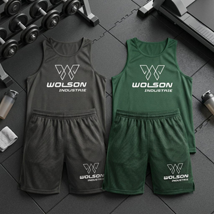 Ensemble short et t-shirt de sport personnalisé pour homme Wolson Industry – Confortable, extensible, avec soutien dorsal – Idéal pour la course et l'entraînement - Product Image 4