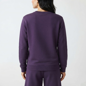 Sudadera de Felpa de Algodón para Mujer, Cuello Redondo, Color Violeta Sólido, Talla Regular, Logotipo Personalizado, Informal para Uso Diario - Product Image 6