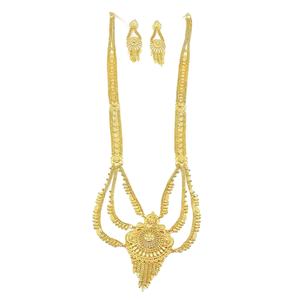 Juego de Collares Rani Haar de Oro Micro de 14K, 18K, 24K al por Mayor, Diseño Floral, Conjunto de Joyería Nupcial para Boda, Conjunto de Joyería de Latón Dorado de Moda - Product Image 3