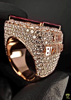 Bague de Luxe Hip Hop Big Boss Plaqué Or Sertie de Diamants de Laboratoire pour Homme, Bijou Tendance Style Rappeur, Fournisseur