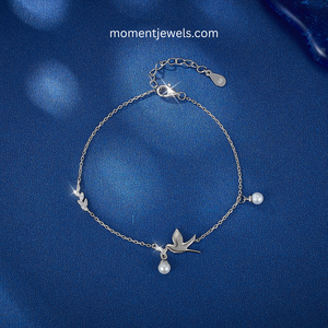 925 Silver Charm <b>Bracelet</b> Bird and Pearl Pendant Zircon Chain <b>Bracelet</b> Rhodium Plated Jewelry for Women - Product Image 4