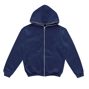 Sudadera con capucha y cremallera unisex personalizada, de color sólido, forro polar, estilo casual, corte regular, estilo otoñal, disponible al por mayor. - Product Image 4