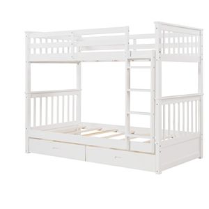Letto a castello singolo con scalette bianche e due cassetti contenitore per bambini (Vecchio SKU LT000265AAK) - Product Image 5