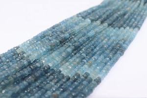 Perles de mousse naturelle aigue-marine facettées en forme de rondelle 4,5 mm 13 pouces pour la fabrication de bijoux - Product Image 2