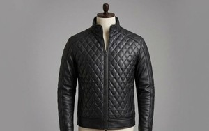 Veste en cuir noir pour homme de qualité supérieure, col montant, fermeture éclair, coupe classique, pour l'automne - Product Image 3
