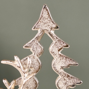 Encantadora Figura de Reno Plateado y Árbol de Navidad Montada Sobre una Base de Madera para Decoración Festiva y Exhibición en Mesa - Product Image 3
