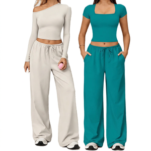 Oferta Especial: Conjunto de Yoga MKB de 2 Piezas con Tirantes Convertibles y Hombros Descubiertos, Manga Corta, Transpirable y Ecológico - Product Image 3