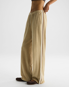 OEM Women's Custom Design Solid Colour Side Stripped Contrast ODM Women's Track Pants Mid Waist Loose High Quality Fabric Pants - Product Image 2