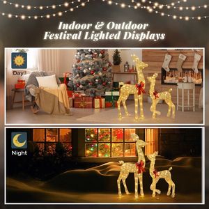 Set di 2 Renne Natalizie Dorate Illuminate per Decorazione Esterna con 210 LED Luce Bianca Calda - Product Image 5